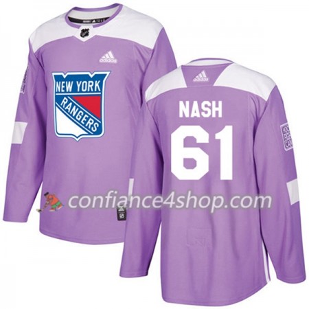 Adidas Maillot de Hockey New York Rangers Rick Nash 61 2017-2018 Violet Fights Cancer Practice Authentic - Homme